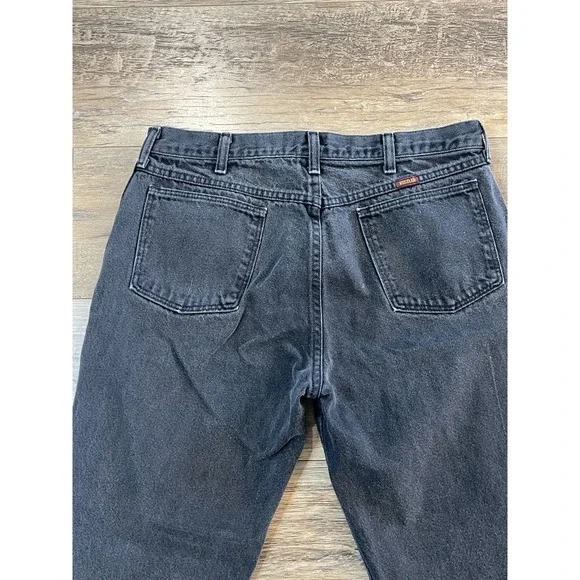 Vintage Rustler Jeans Mens 34x30 Black Regular Fit Cotton Denim Straight Leg - Picture 4 of 8